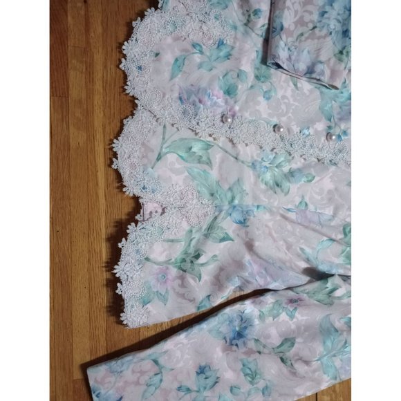 Vintage '80s Nana collection size 14p floral silk and Pearl lace women's top - Picture 8 of 10